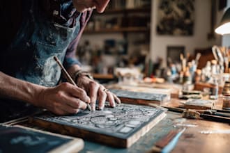 do linocut or woodcut illustrations