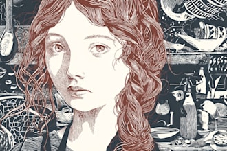 create linocut portrait illustration