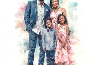 draw a watercolor couple portrait
