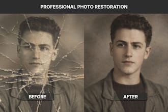 restore old photos, fix damaged, faded, scratched images professionally