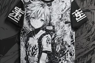 make a anime t shirt design streetwear style