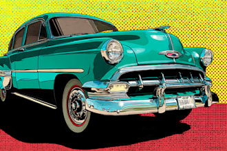 classic car pop art roy lichtenstein style