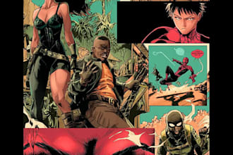 create a comic book illustration page for your brand or story