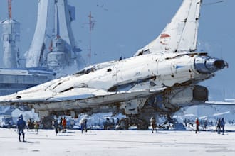 design a spaceship, sci fi vehicle and sci fi art