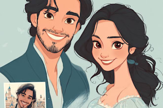 do cute disney cartoon portrait