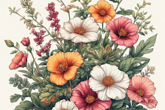 draw botanical illustrations of flowers