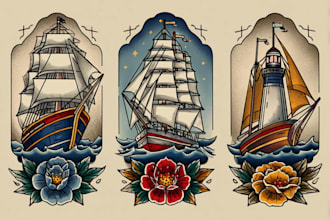 create fabulous old school or traditional tattoo design