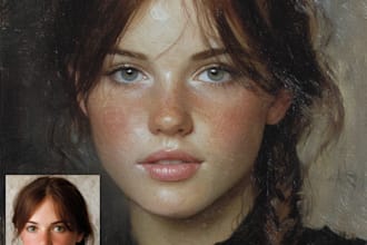 draw digital painting oil portrait pet art of photo