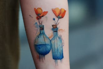 be your watercolor tattoo artist and designer