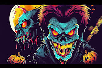 draw creepy, horror, mascot character logo