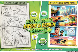 design comic book layouts illustrations panels and covers for your story
