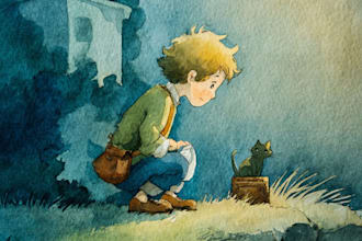 illustrate a whimsical watercolor children book cover, pages