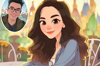 create a unique cartoon couple illustration