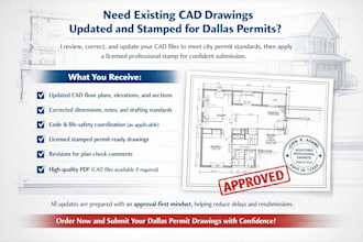 update existing cad drawings with stamp for dallas permits