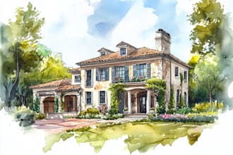 paint watercolor house portrait