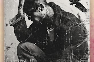 draw a vintage retro, modern album cover art