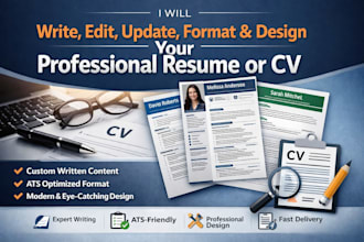 write, edit, update, format and design your professional resume or cv