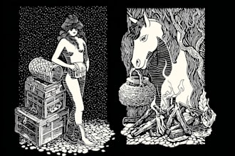 make illustration in linocut engraving pet portrait