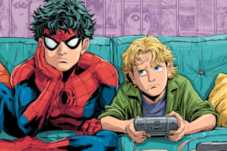 illustrate superhero comics with bold and colorful style