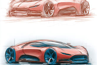 sketch and design concept car for your project