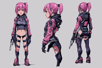 design anime character , cyberpunk character