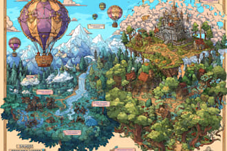 create city, event, tourist, and fantasy map illustration