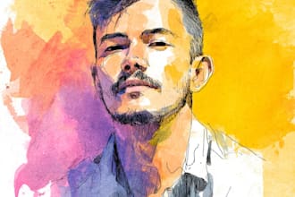 draw a sketchy watercolor portrait for you