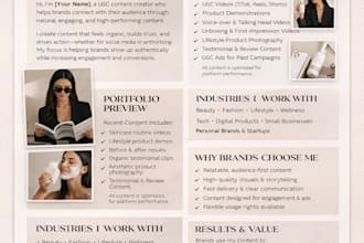 design canva ugc portolio website design ugc media kit canva landing page