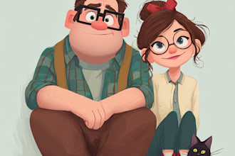 make a disney children cartoon illustration