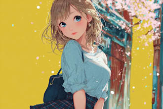 draw anime characters with backgrounds in cartoon style