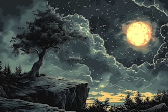 illustrate detailed fantasy landscapes, landscape and cocnept art