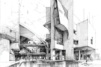 hand draw architecture and urban design sketches