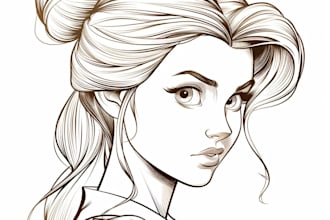 draw line art portrait disney cartoon