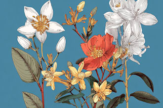 draw botanical illustration flower, plant