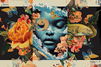 create collage artwork for album cover, merch, or poster
