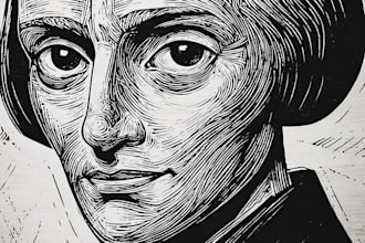 engraving linocut style digital drawing art