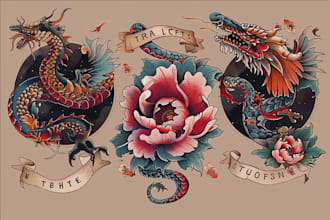 do traditional or old school style tattoo design