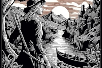 create custom linocut style illustration for print, logo