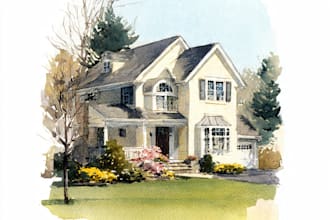 create a watercolor house portrait of your home