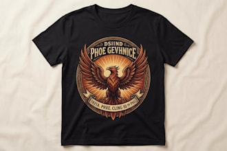 do a unique vintage phoenix logo with t shirt design