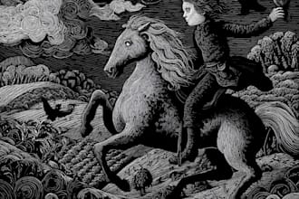 design unique linocut or woodcut style illustration