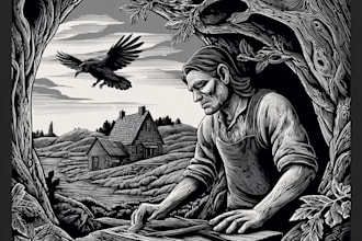 create custom linocut style illustrations