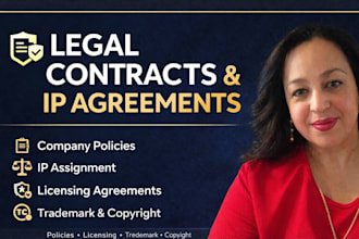 draft legal contracts, company policies and IP agreements for businesses