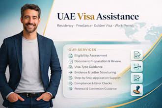 help you apply for uae residency, freelance visa, golden visa, work permit