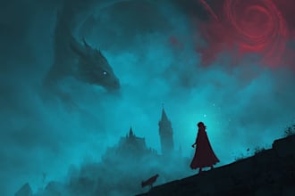 draw fantasy book cover, illustration