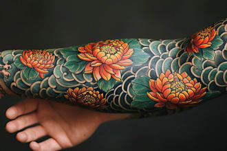 design custom realistic sleeve tattoo design, sleeve tattoo