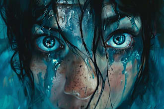illustrate horror portraits and psychological creepy scenes