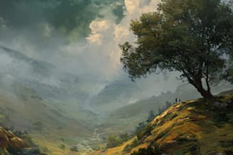 create stunning fantasy landscape, background illustration