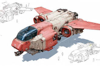 draw a game art, spaceship or vehicle design