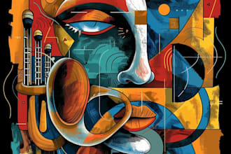draw cubism, surrealism and abstract styles for album cover